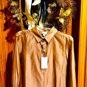 NWT Bailey 44 copper color blouse with rhinestones throughout